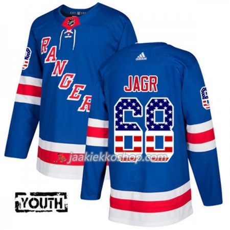 Lapsille NHL New York Rangers Pelipaita Jaromir Jagr 68 Adidas 2017-2018 Sininen USA Flag Fashion Authentic